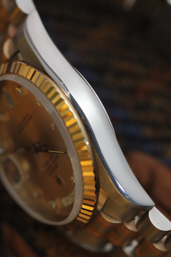 Rolex Oyster Perpetual Day-Date Champagne Diamonds Dial Watch