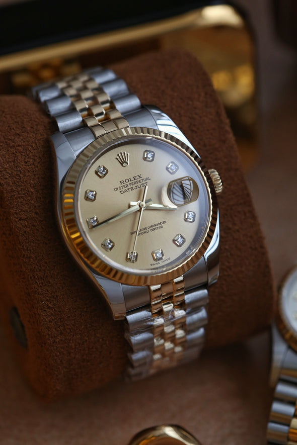 Rolex Datejust 36 Champagne and Diamond dial Ref: 116233