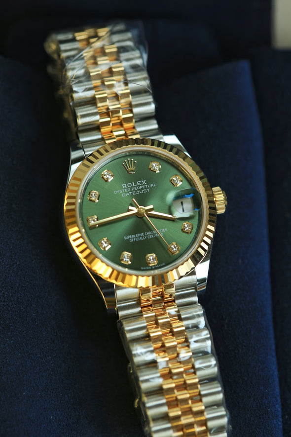 Rolex Datejust 31 Olive Green Diamond Dial Full-Set
