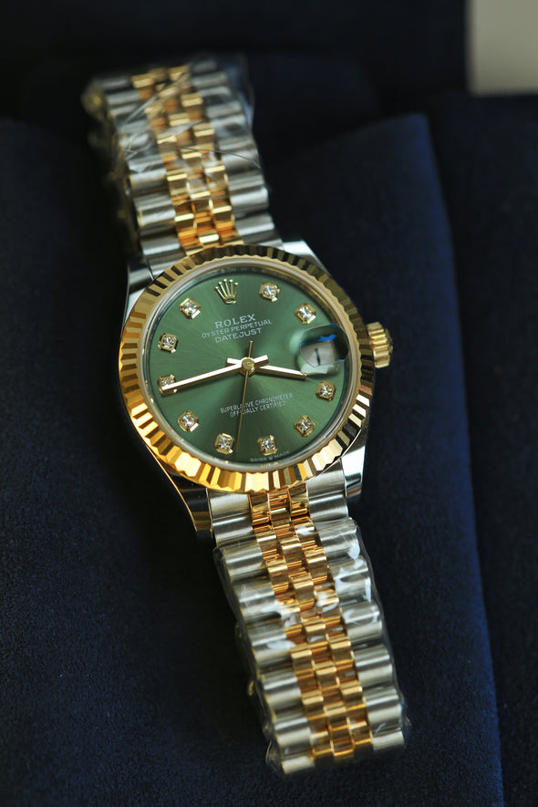 Rolex Datejust 31 Olive Green Diamond Dial Full-Set