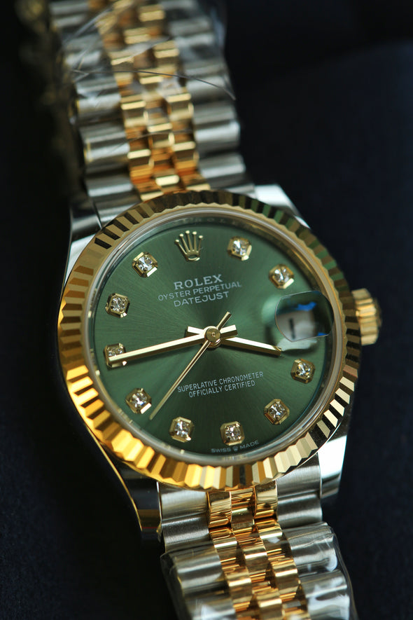 Rolex Datejust 31 Olive Green Diamond Dial Full-Set