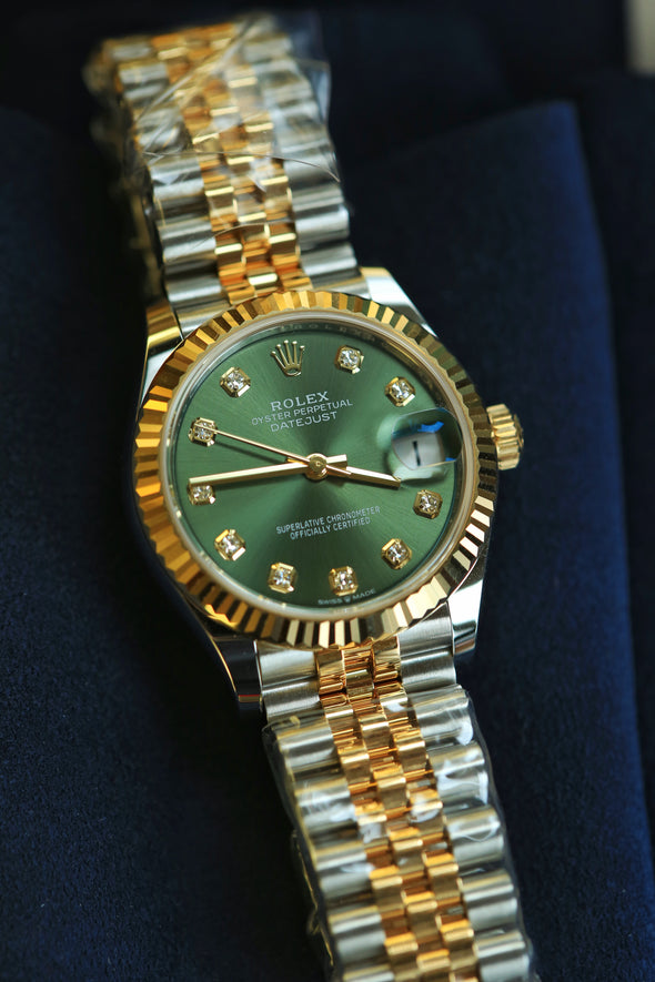 Rolex Datejust 31 Olive Green Diamond Dial Full-Set