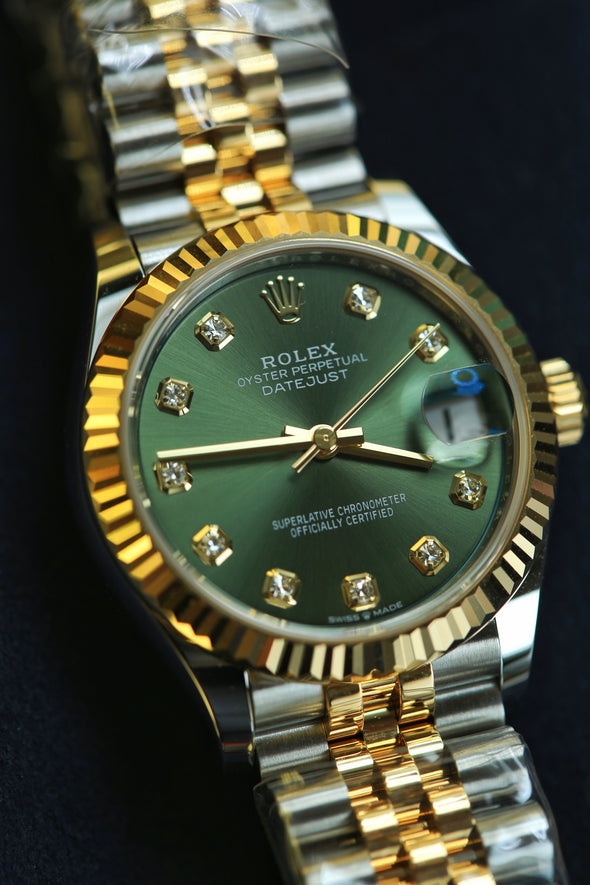 Rolex Datejust 31 Olive Green Diamond Dial Full-Set
