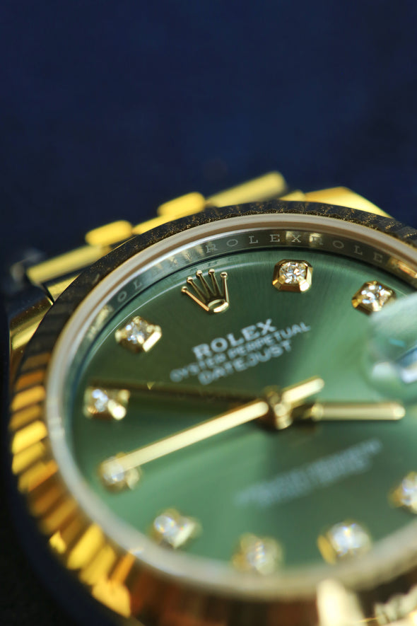 Rolex Datejust 31 Olive Green Diamond Dial Full-Set