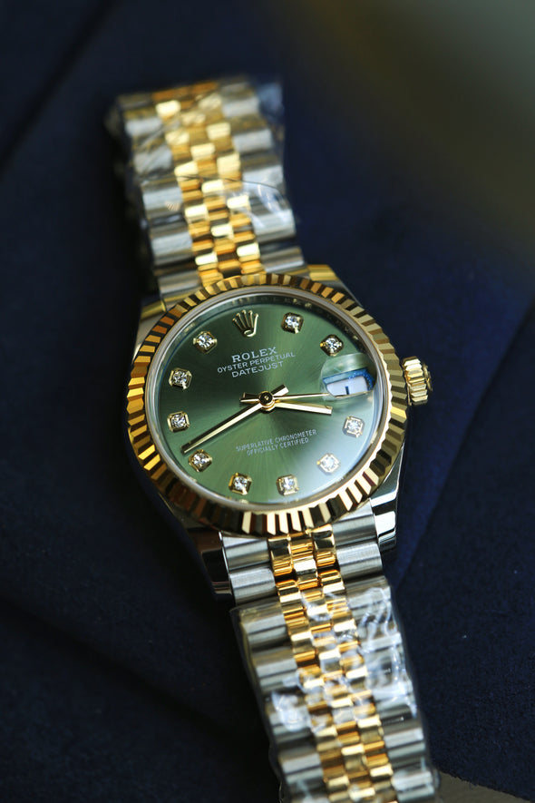 Rolex Datejust 31 Olive Green Diamond Dial Full-Set