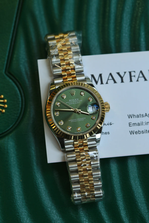 Rolex Datejust 31 Olive Green Diamond Dial Full-Set