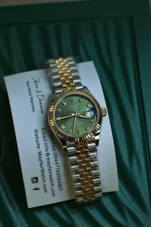 Rolex Datejust 31 Olive Green Diamond Dial Full-Set