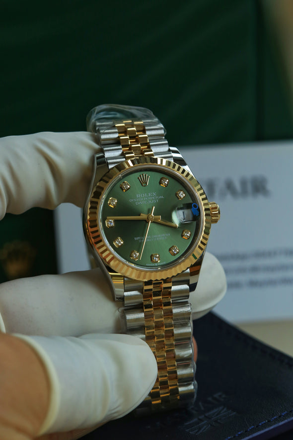 Rolex Datejust 31 Olive Green Diamond Dial Full-Set