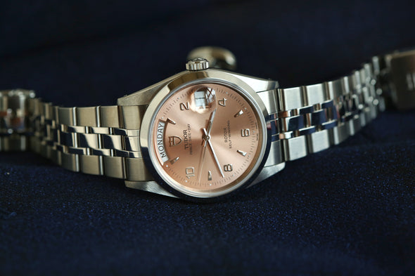 Tudor Prince Date-Day 76200 Salmon Dial Watch NOS