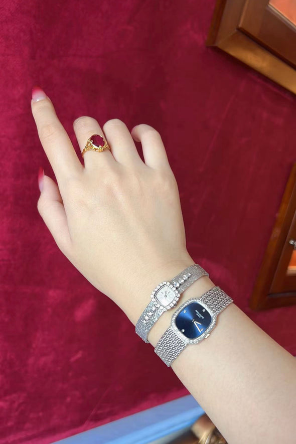 Patek Philippe Blue Sunburst Dial Golden Ellipse Watch