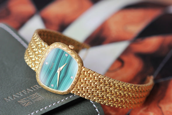 Piaget Rare 18 Karat Gold Malachite Dial Vintage Ladies Watch