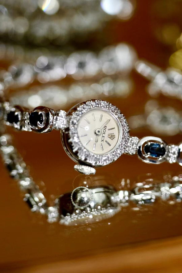 Rolex 14K WG Diamonds and Ruby watch made in 1940s