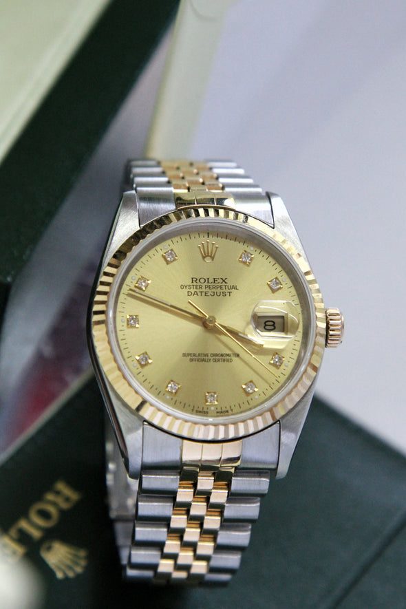 Rolex 16233 Champagne Diamonds Dial Watch