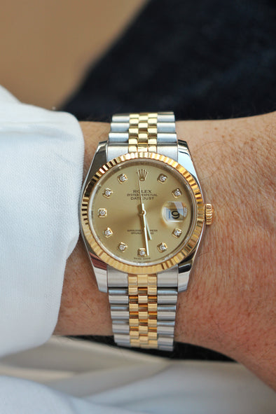 Rolex Datejust 36 Champagne and Diamond dial Ref: 116233