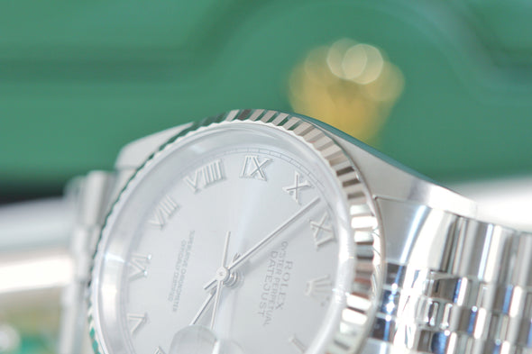 Rolex Datejust 36 Silver Roman Dial 16234 Full-Set 2005