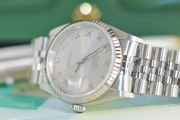 Rolex Datejust 36 Silver Roman Dial 16234 Full-Set 2005