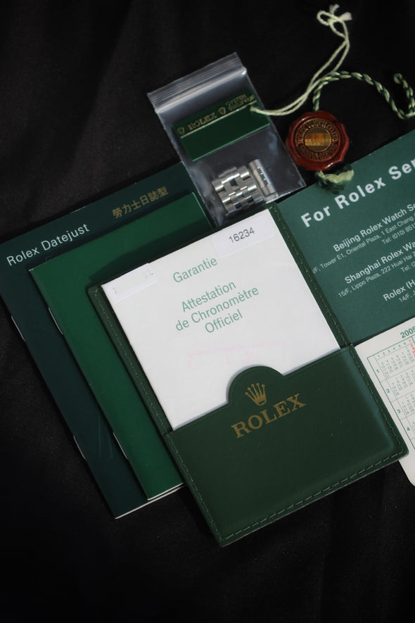 Rolex Datejust 36 Silver Roman Dial 16234 Full-Set 2005