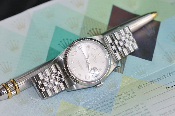 Rolex Datejust 36 Silver Roman Dial 16234 Full-Set 2005