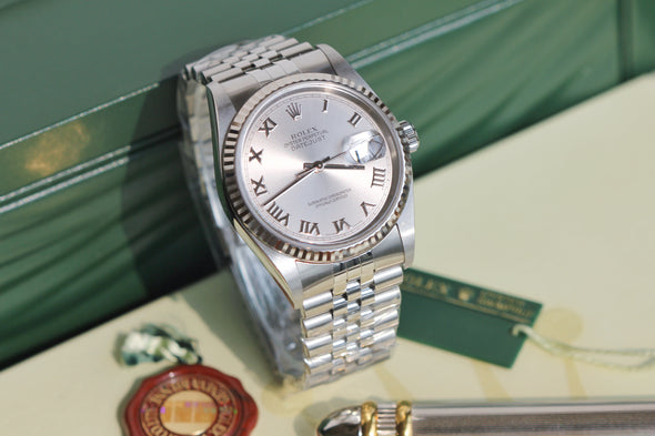 Rolex Datejust 36 Silver Roman Dial 16234 Full-Set 2005