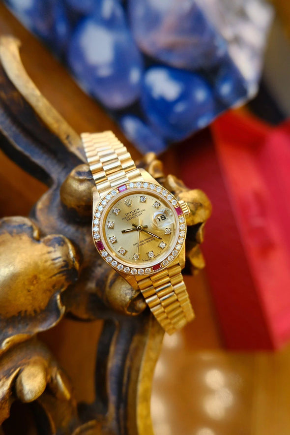 Rolex Datejust Ruby Diamond 69068G Champagne Gold Ladies Watch