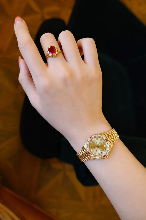 Rolex Datejust Ruby Diamond 69068G Champagne Gold Ladies Watch