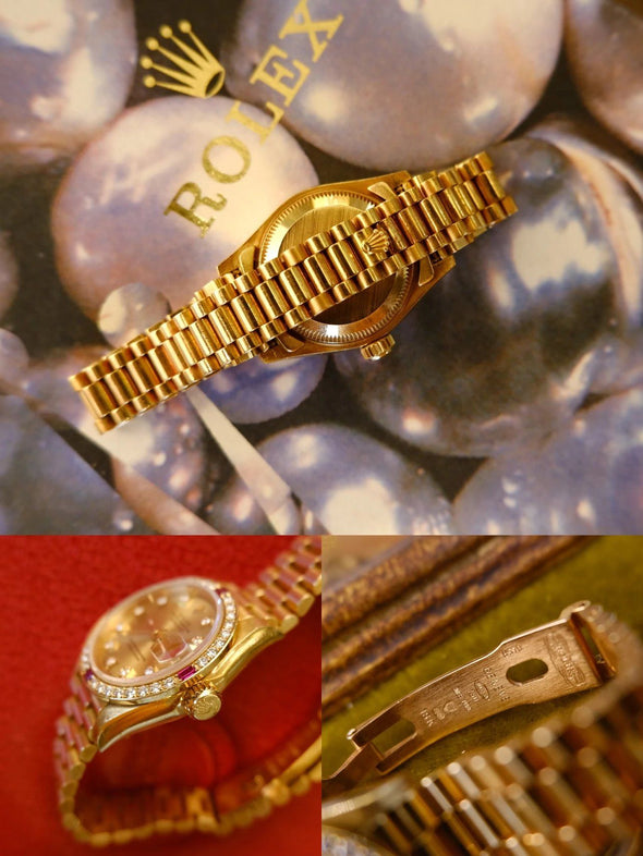 Rolex Datejust Ruby Diamond 69068G Champagne Gold Ladies Watch