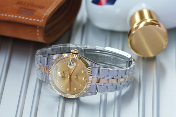 Tudor Prince Date-Day 76213 Champagne Diamonds Dial watch