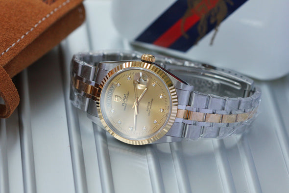 Tudor Prince Date-Day 76213 Champagne Diamonds Dial watch