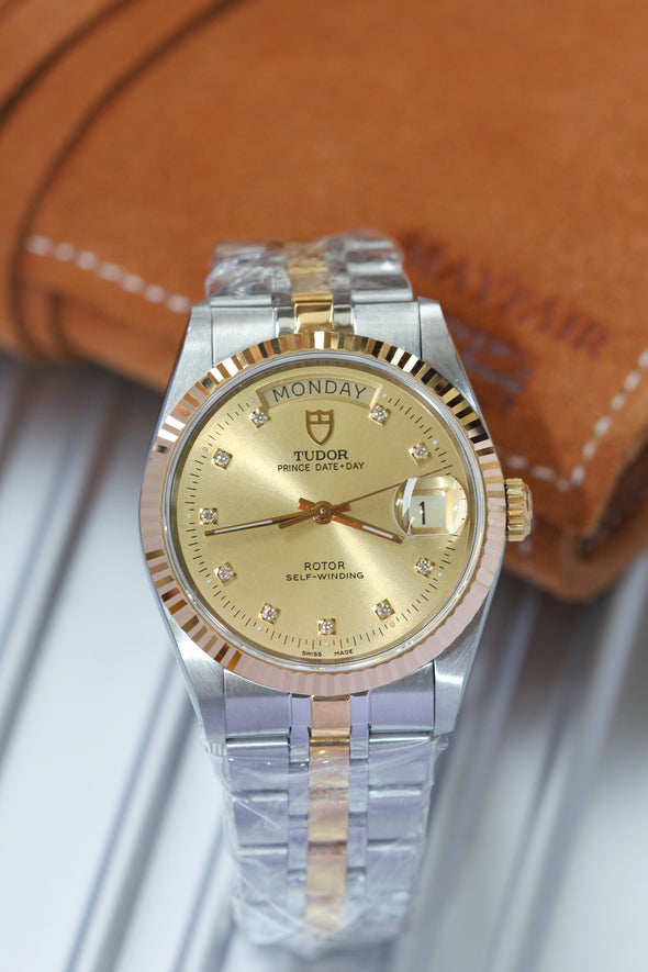 Tudor Prince Date-Day 76213 Champagne Diamonds Dial watch