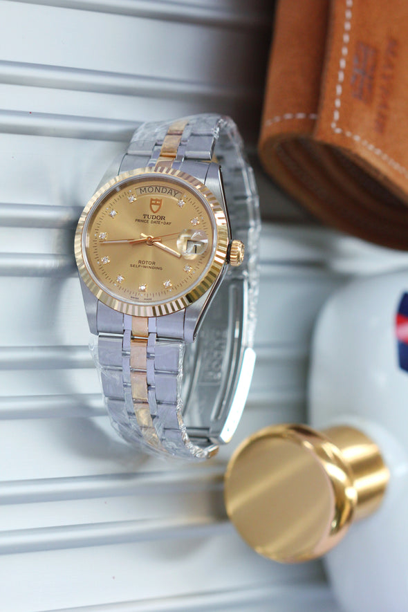 Tudor Prince Date-Day 76213 Champagne Diamonds Dial watch