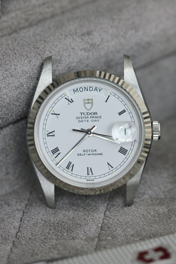 Tudor Prince Date-Day Vintage White Buckley Dial Watch