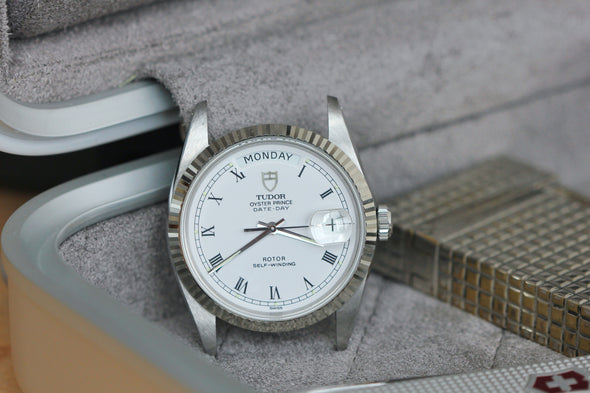 Tudor Prince Date-Day Vintage White Buckley Dial Watch