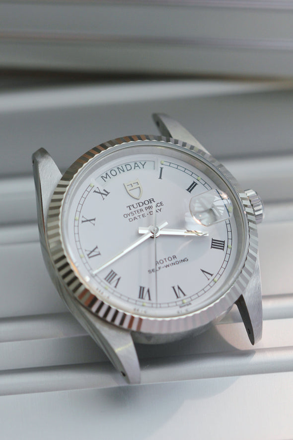 Tudor Prince Date-Day Vintage White Buckley Dial Watch