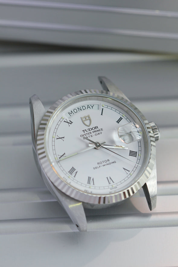 Tudor Prince Date-Day Vintage White Buckley Dial Watch