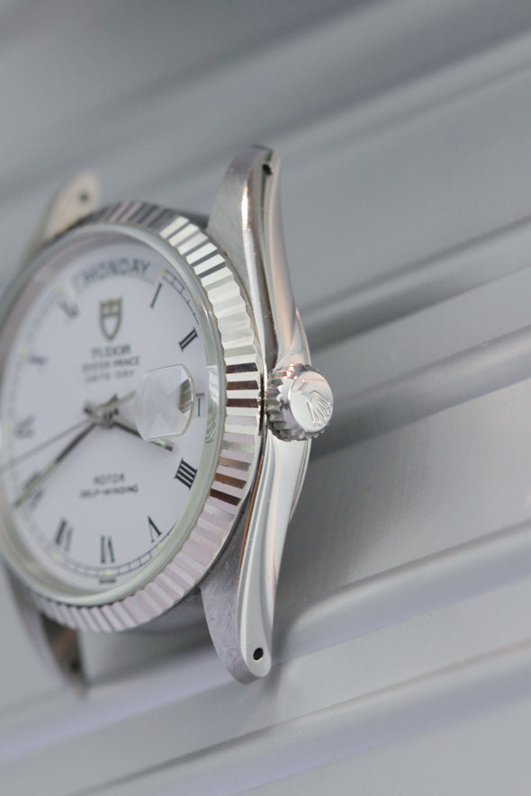 Tudor Prince Date-Day Vintage White Buckley Dial Watch