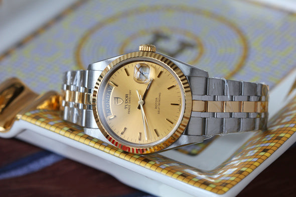 Tudor Prince Date-Day 76213 Automatic Champagne Dial Stick watch 2019 Full-Set