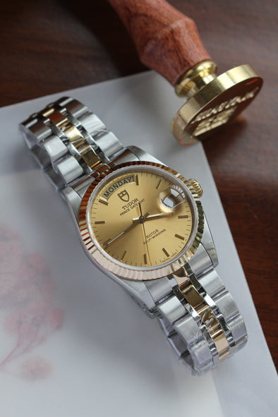Tudor Prince Date-Day 76213 Automatic Champagne Dial Stick watch 2019 Full-Set
