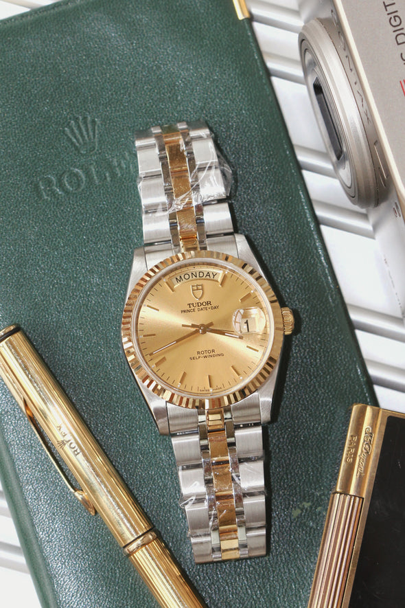 Tudor Prince Date-Day 76213 Automatic Champagne Dial Stick watch Full-Set