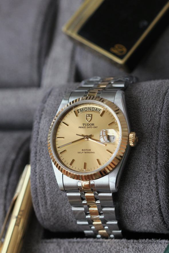 Tudor Prince Date-Day 76213 Automatic Champagne Dial Stick watch Full-Set
