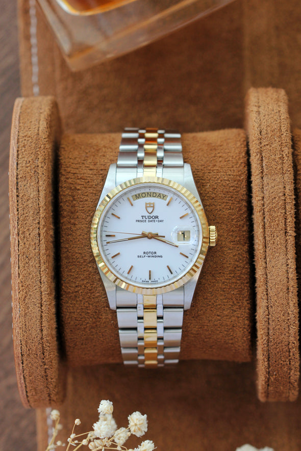 Tudor Prince Date-Day 76213 Rare White Dial Watch Full-Set