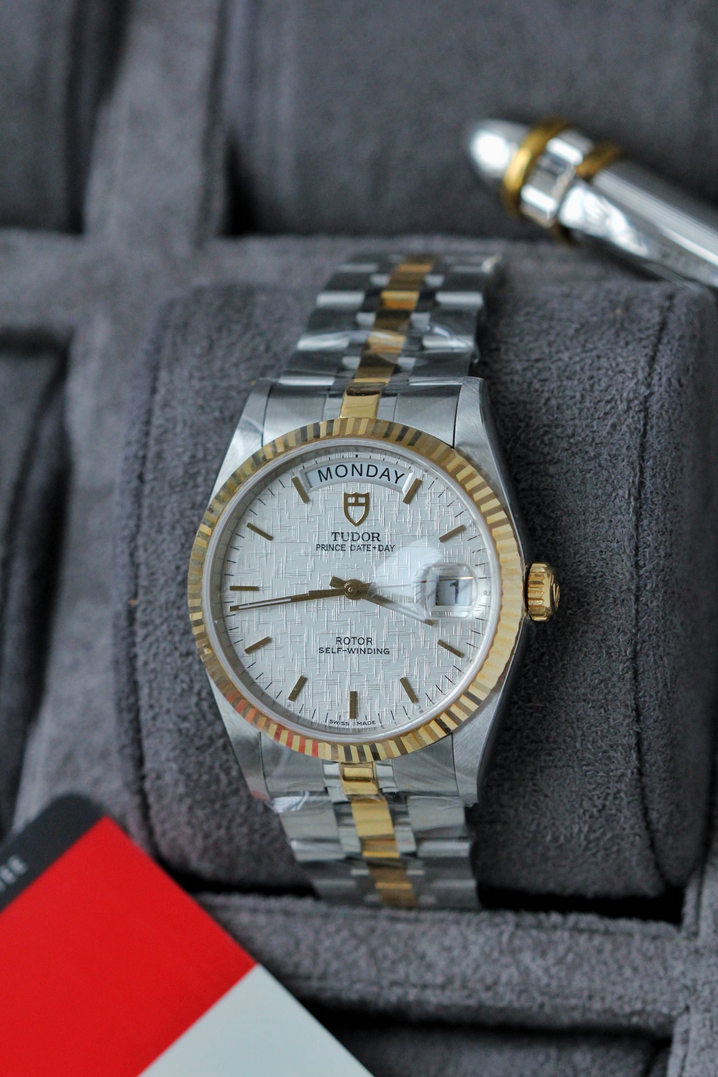 Tudor Prince Date-Day 76213 White Linen Dial New Old Stock Full 