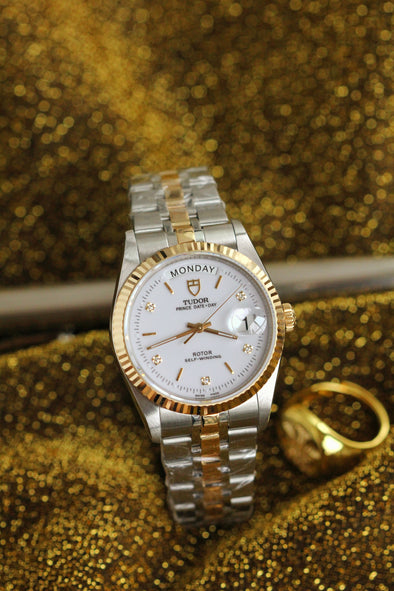 Tudor Prince Date-Day 76213 rare Diamonds dial Watch