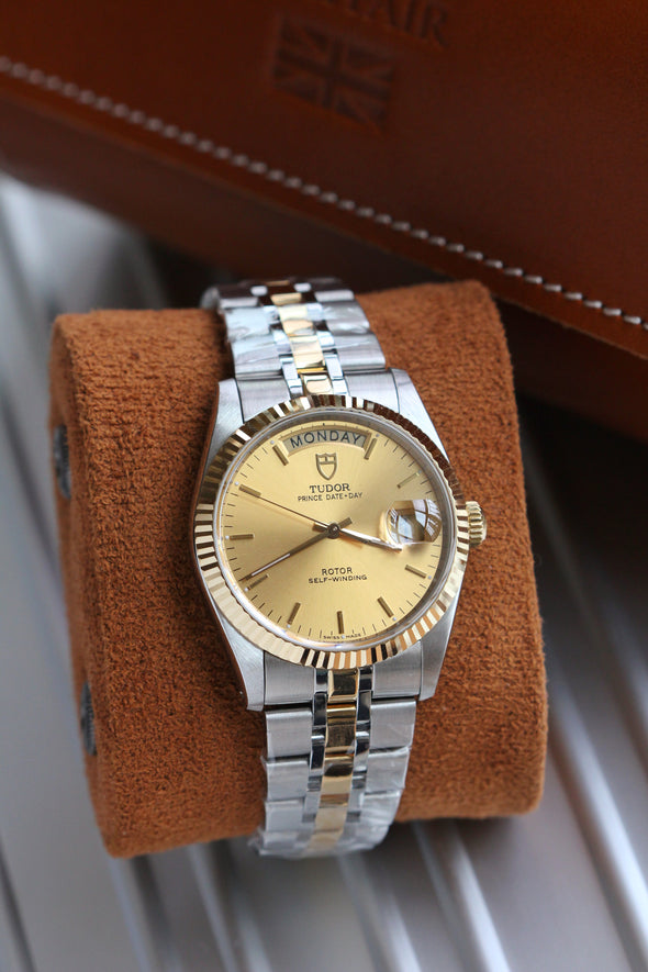 Tudor Prince Date-Day 76214 Silver Sunburst Dial Watch + Tudor 76213 Champagne Dial Watch