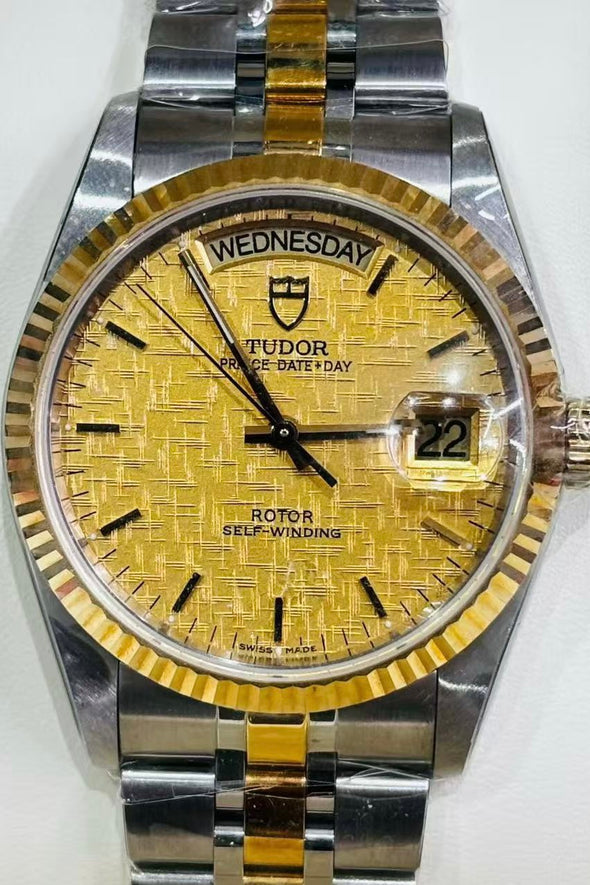 Tudor Prince Date 76213 Gold Linen Dial Watch Full-Set