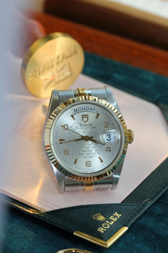 Tudor Prince Date-Day 76213 logo pattern dial watch