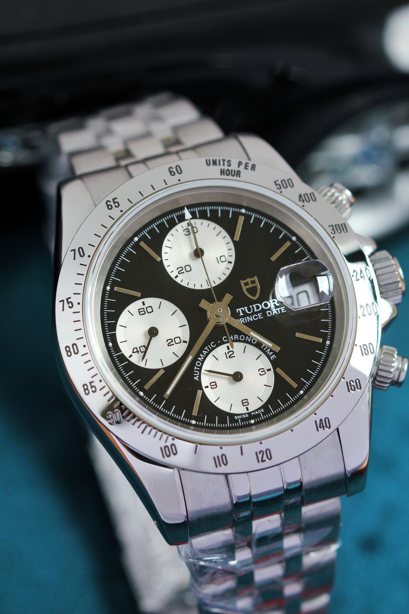 Tudor Prince Date Chronograph 79280 Black Dial Watch Reverse