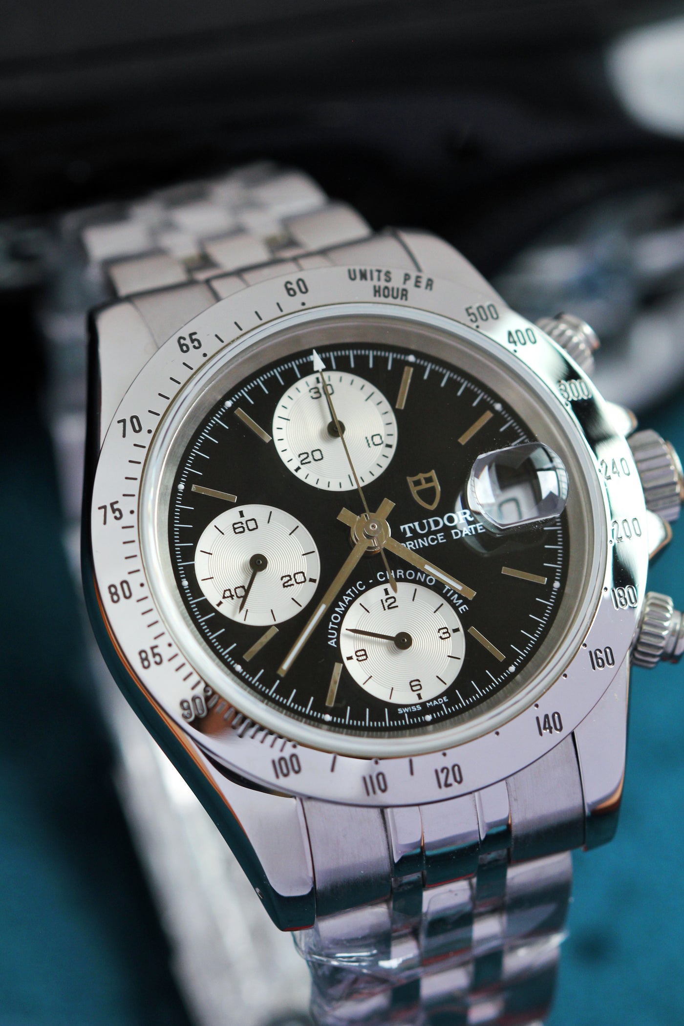 Tudor Prince Date Chronograph 79280 Black Dial Watch Reverse