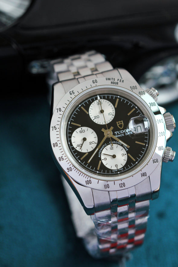 Tudor Prince Date Chronograph 79280 Black Dial Watch (Reverse Panda ) 2008 Full-Set