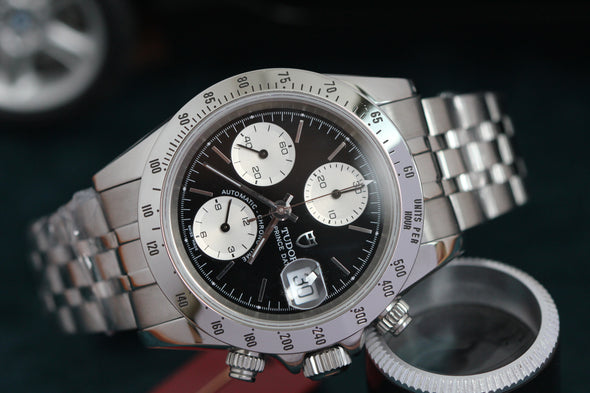 Tudor Prince Date Chronograph 79280 Black Dial Watch (Reverse Panda ) 2008 Full-Set