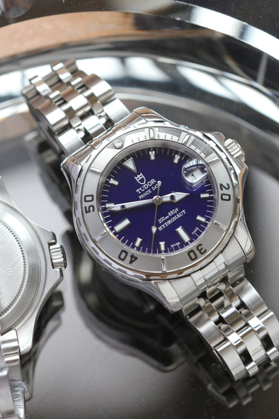 Tudor Prince Date Hydronaut 36mm rare blue dial watch
